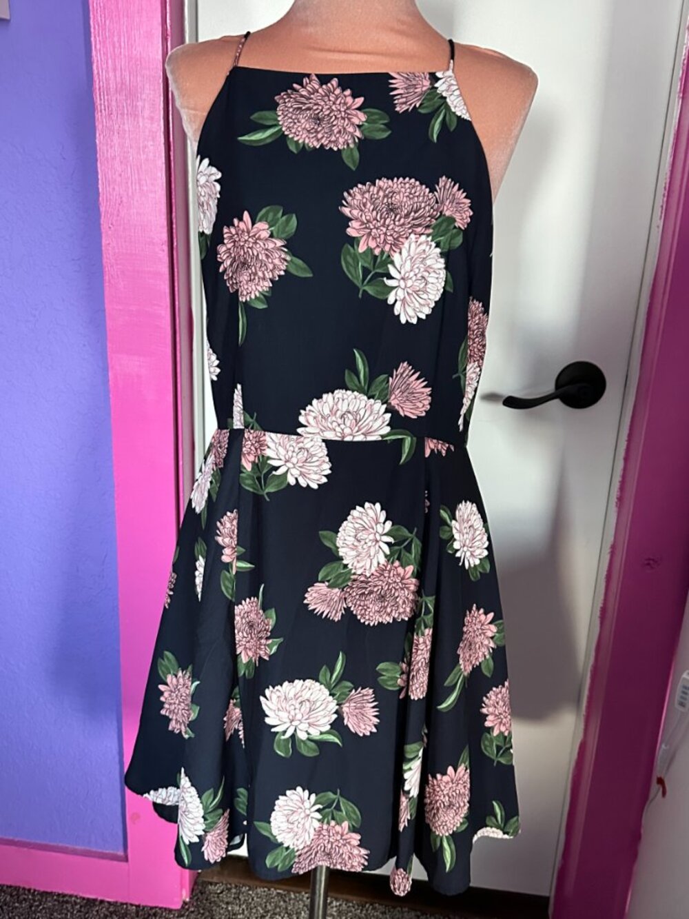 Keepsake The Label Womens Navy Floral Halter Dress
